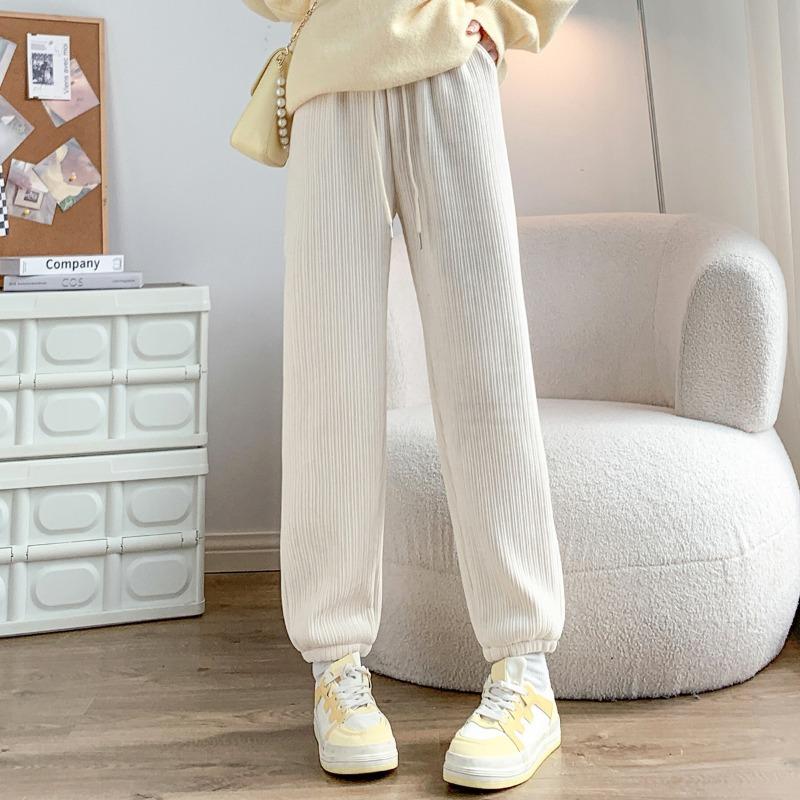 

Chenier sports leggings autumn and winter loose lantern leggings casual beige velvet corduroy pants women XXL