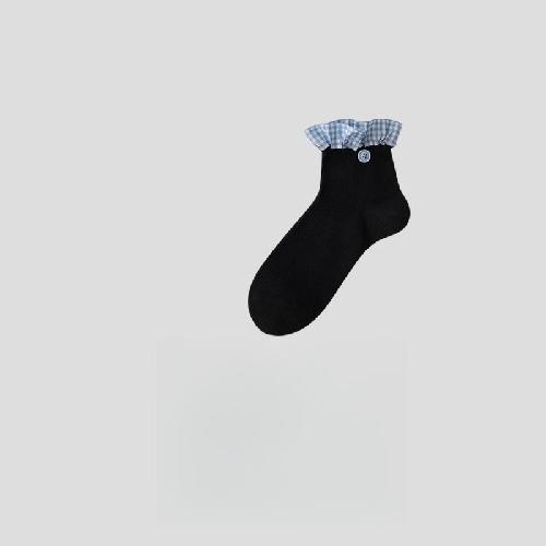 

Plaid Ruffle Socks Women Japanese Fashion Black White Gray Short Socks Cotton Breathable Sweet Girl Lolita Kawaii Low Tube Socks EUR 35-39