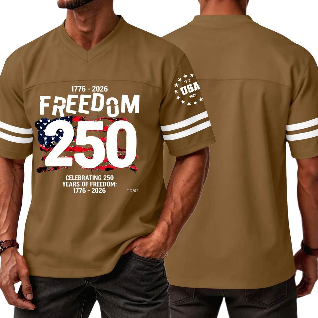 Casual V Neck Jersey Short Sleeve Sports T Shirt Celebrating 250 Years of Freedom 1776 2026 Lightweight Breathable Athletic Top