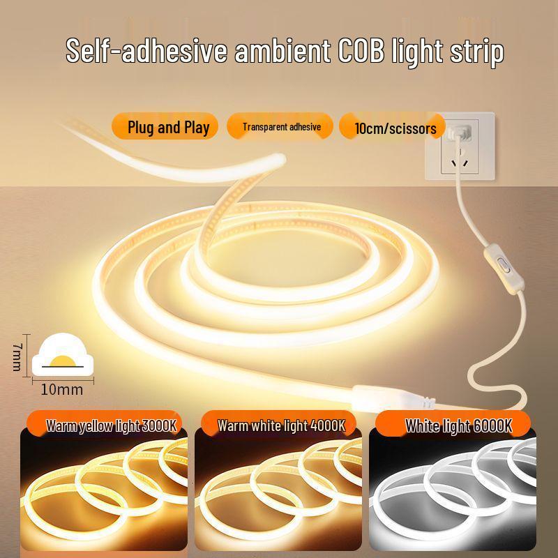 

Сверхяркая 220В силиконовая COB водонепроницаемая светодиодная лента - без темных зон, для внутреннего/наружного использования Warm Light 288LED/m