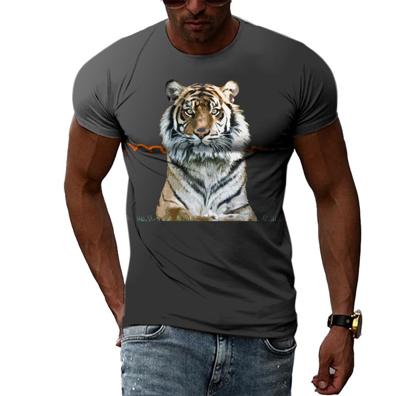 New Year Animal Tiger Graphic T Shirts For Men Summer Fashion Casual Hip Hop Harajuku Style T-shirt 3D Personality Print Tee Top