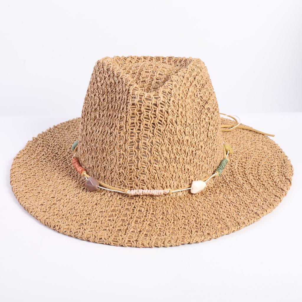 Popolare Cappello di Paglia Classico Western da Cowboy Estivo Vuoto con Ampia Tesa Cappello da Sole Cappello di Paglia Intrecciato a Mano