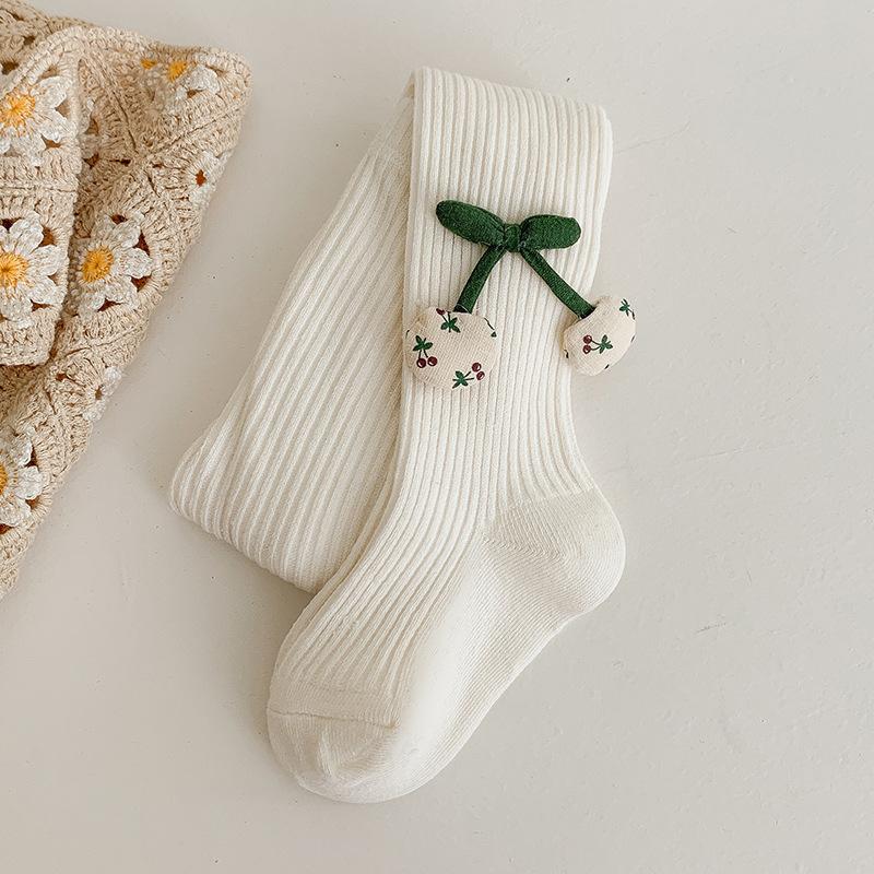 

Детские колготки весна и осень новые хлопковые трусы для девочек, милый вишневый комбинезон, детские колготки средней толщины L/110-125CM бежевый