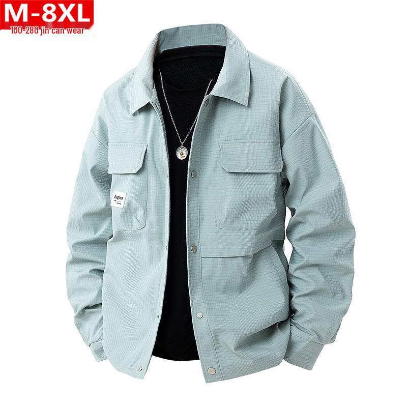 

Men s Hong Kong Style Trendy Square Collar Jacket: Plus Size, Loose Casual Wear for Spring and Autumn. L: Up to 57.5 kg