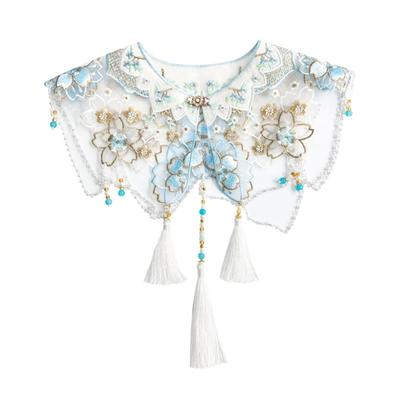 Ancient Han Costume Decorative Collar Elegant Embroidery Flower Tassels Shawl For Traditional Cultural Event Dressingup