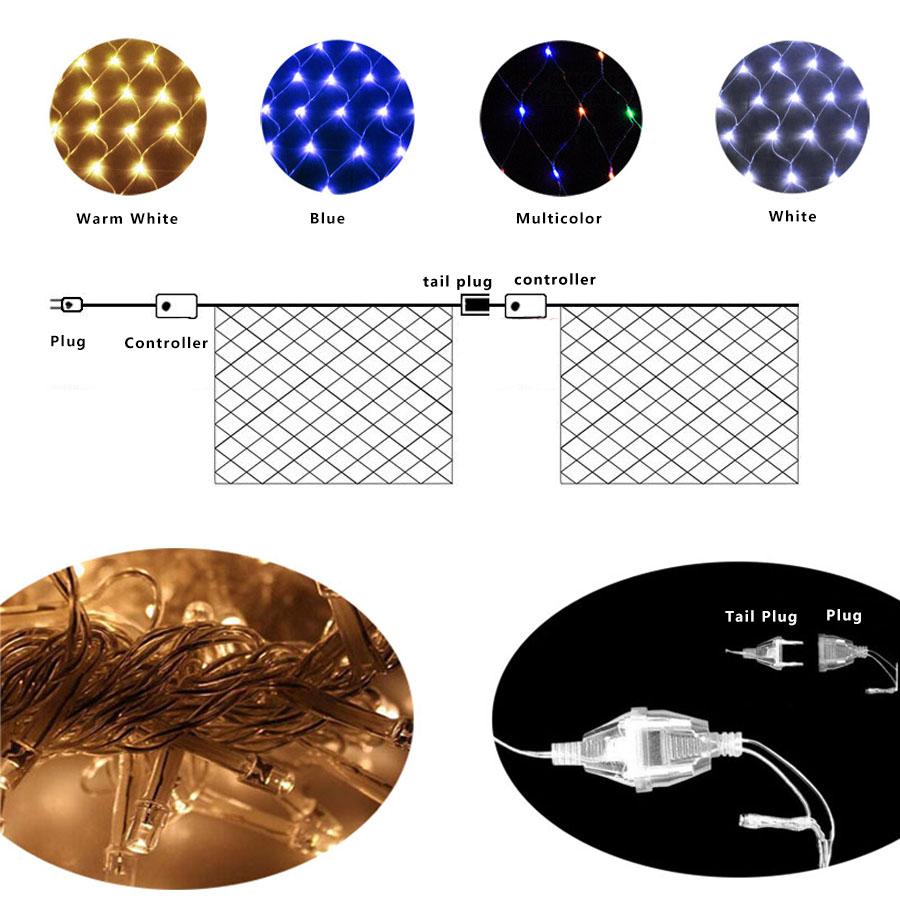 New 3X2M 2X2M LED Fish Net String Lights Outdoor Waterproof 8 Modes Christmas Garland Fairy Lights for Party Garden Patio Decor