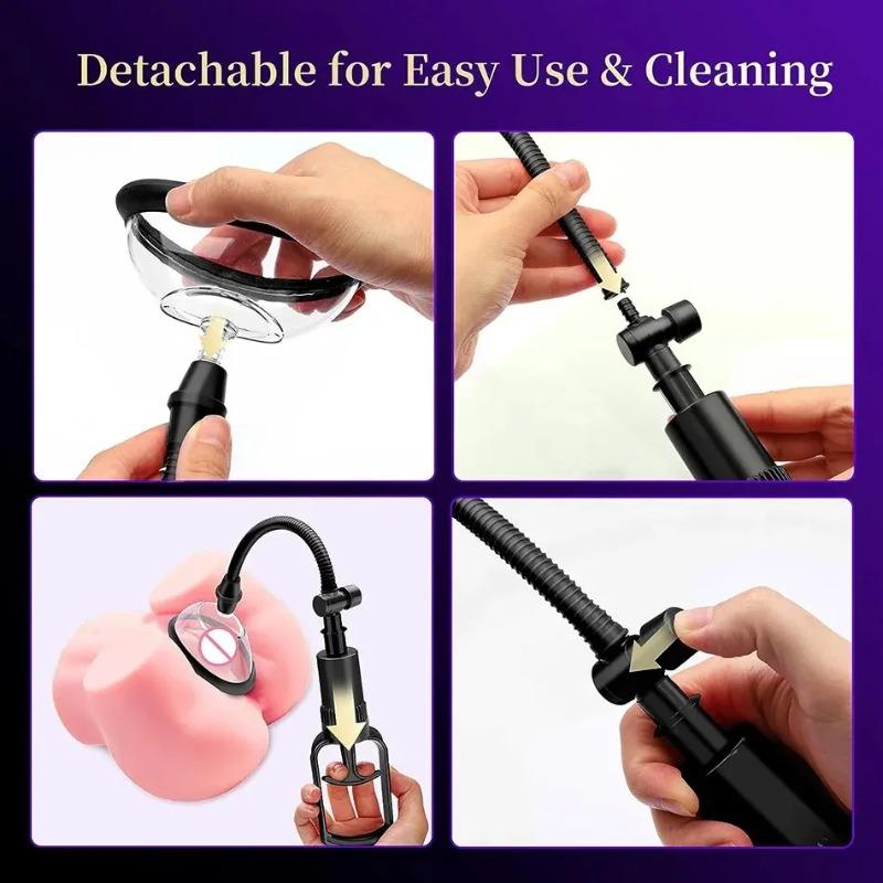 Manual Pussy Pump Pull Rod–Vagina &Clitoris Sucker,Breast Massage&Nipple Stimulator Kit, Enlargement Vacuum Pump Cover Adult Toy