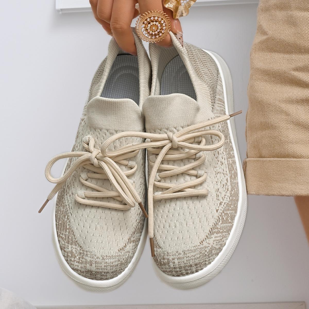 

Fashion Women Sneakers Fashion Lace Up Mesh Breathable Outdoor Walking Shoes Round Toe Non-slip Thick Sole Tennis Shoe Mujer Comfortable 36 абрикосовый