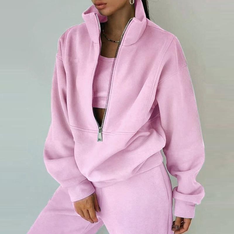 Lady's Autumn Winter Sports Warm Suit Two Piece Sets for Autumn Winter Sports Loose Wear