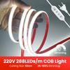 AC 220V COB LED Strip Timing Dimmable 3000K 4000K 6000K Warm White for DIY Home Decoration Waterproof Flexible Ribbon Light