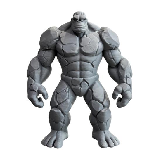 3D Printed Stone Gorilla Statue Rock Muscle Figure серый