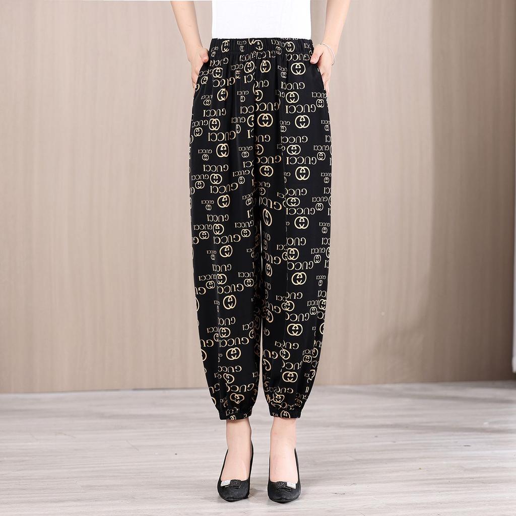 Middle Aged and Elderly Summer Pants Mom Thin Quick Drying Lantern Pants Women Summer Leg Pants