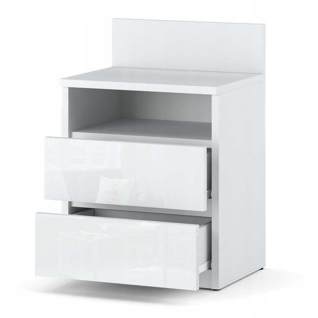 Nightstand White Gloss Nightstand 40cm 2S Shelf Loft Bedroom Furniture