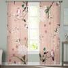 Frühling Rosa Blume Vogel Sheer Voile Vorhang Fenster Behandlung Vorhänge Tüll Vorhänge Für Wohnzimmer Schlafzimmer Dekor Chiffon Vorhang