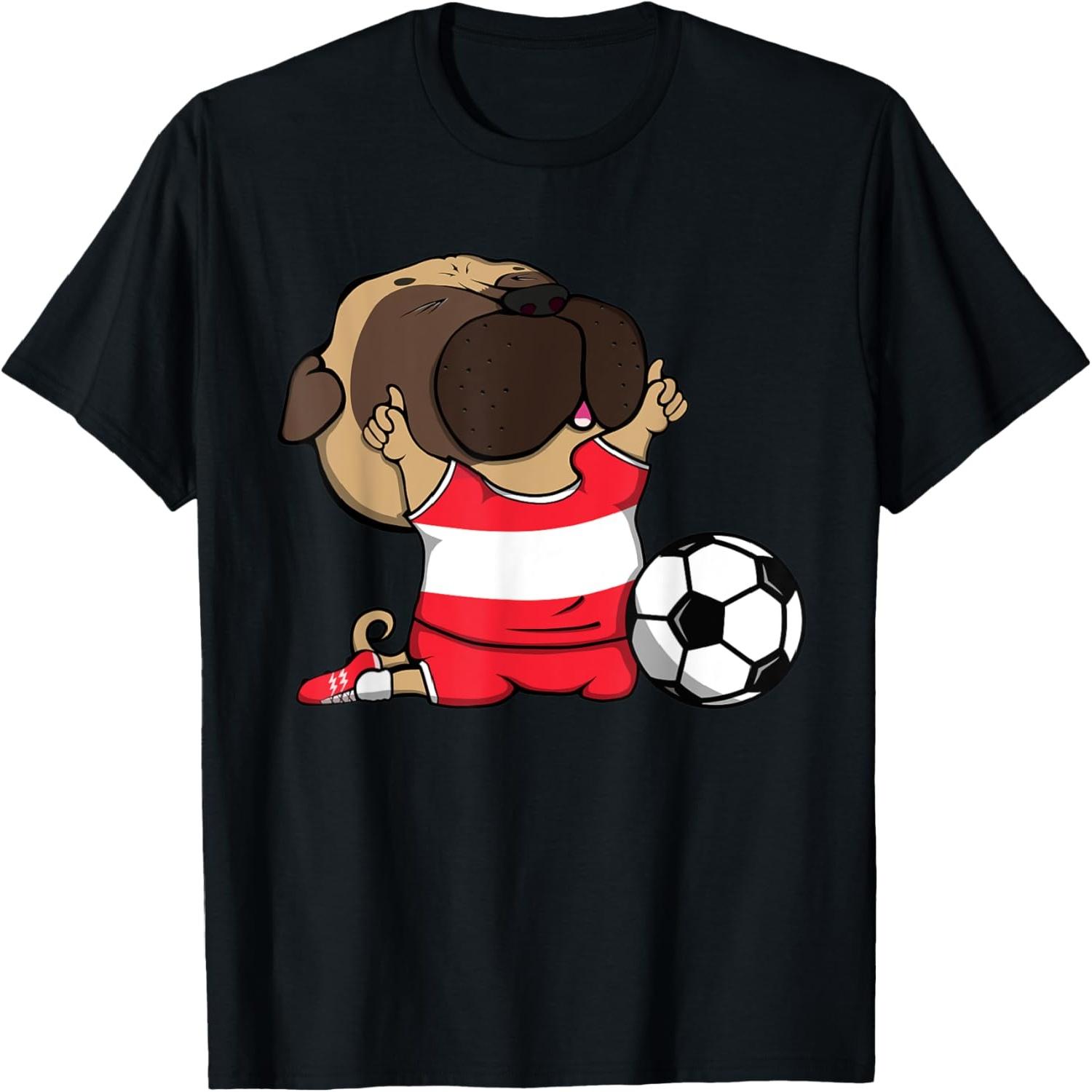 Pug Dog Austria Soccer Fans Jersey Austrian Football Lovers Men Women Kids T-Shirt S