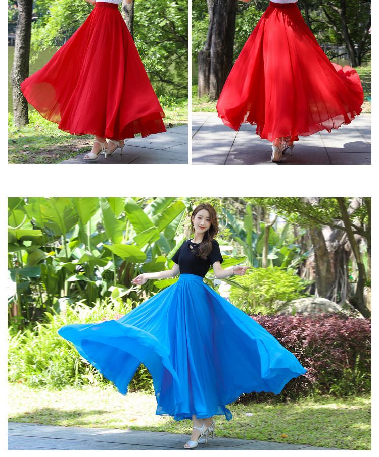 Elegantná šifónová swingová sukňa A-linie so 720-stupňovým vzorom pre moderný tanec a tanec Xinjiang