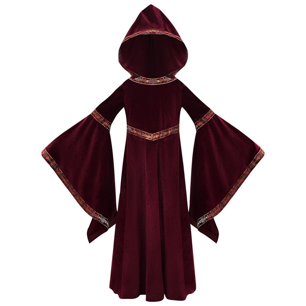 Cosplay Halloween Parent-Child Costume Girls Party Costume Adult European Medieval Burgundy Vampire