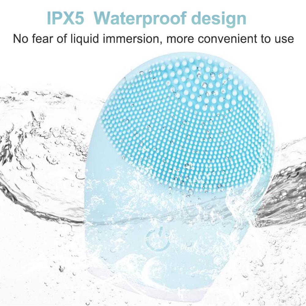Iebilif Facial Cleansing Brush Face Skin Care Tools Waterproof Silicone Electric Sonic Cleanser Facial Beauty Massager