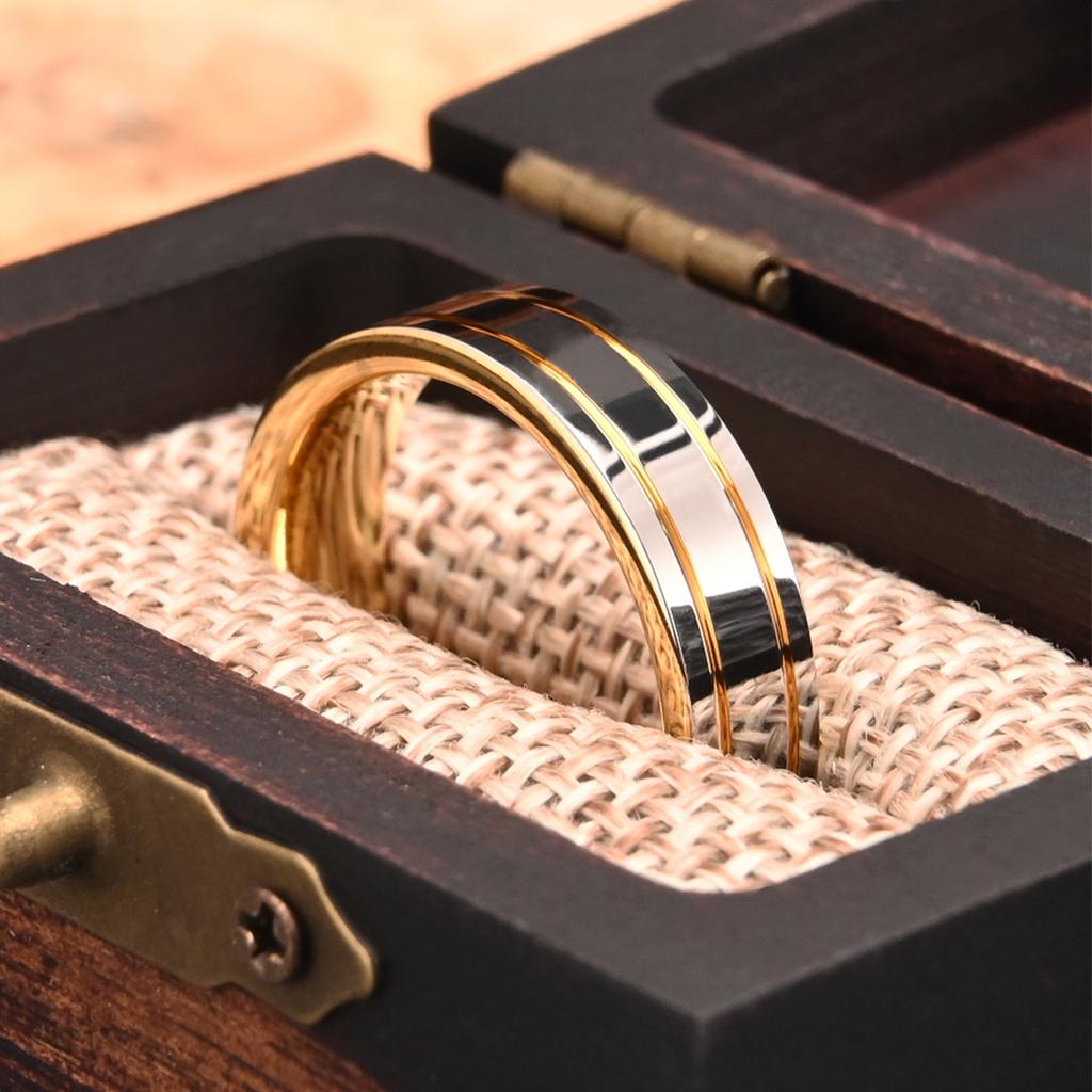 6MM tungsten carbide ring mens wedding band durable hypoallergenic black polished unisex jewelry for couples