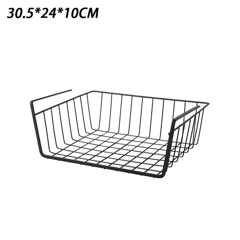 Under-Table Storage Basket No-Drill Hanging Iron Shelf Kitchen Cabinet And Wall Cabinet Divider 2 Sizes