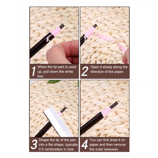 6Pcs Pull Cord Peel-off Eyebrow Pencil Waterproof Sweat-Proof Natural Long Lasting Smudge-proof Women Microblading Brow Pencil