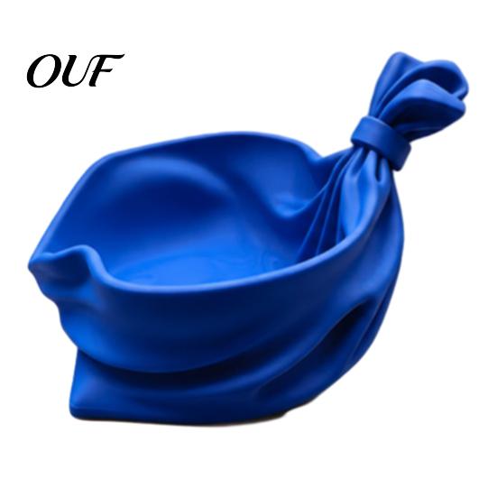 Stable Base Storage Holder 3D Printed Gift Bag Shaped Tray, Pleated Catchall Bowl for Candy, Festival Desktop Ornament Festive Table Centerpiece