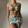 Women's 3 PCS Sets Hanging Neck Bikini With Chest Pad Bra Sexy Package Hip Swimsuit Summer Swimming Suit