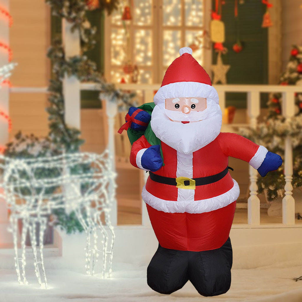 47inch Inflatable Giant Santa Claus Holding Gift Bag Christmas Decoration Ornaments for Holiday Christmas Eve 2025 New Year