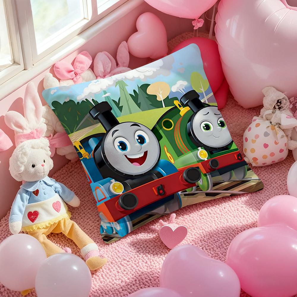T-Thomas The Train Pillow Case Soft Plush Fabric Double-Sided Printed Cushion Cover Warm Winter Sofa Pillow Case