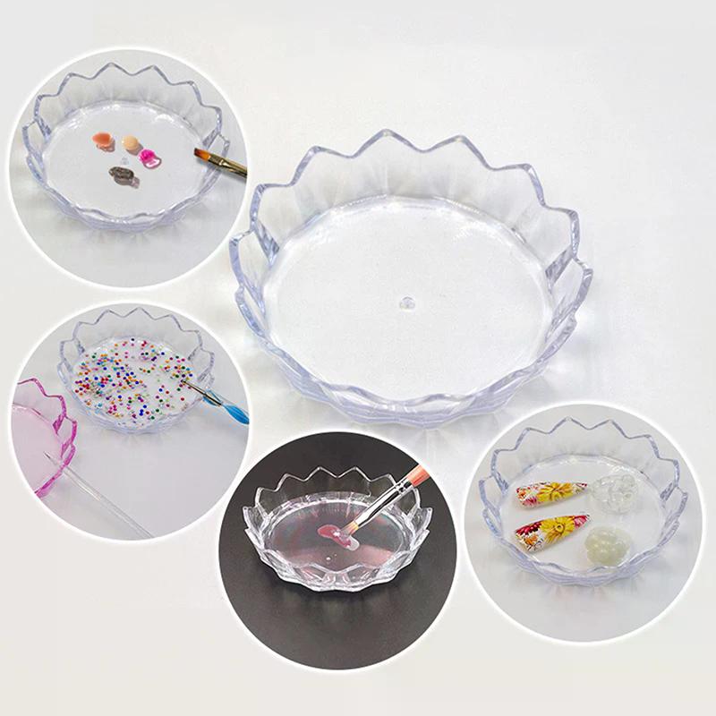Nail Brush Holder Stand Organizer Case Cleaner Container Storage Box Tray Plate Rhinestone Glitter Display Nail Art Tools
