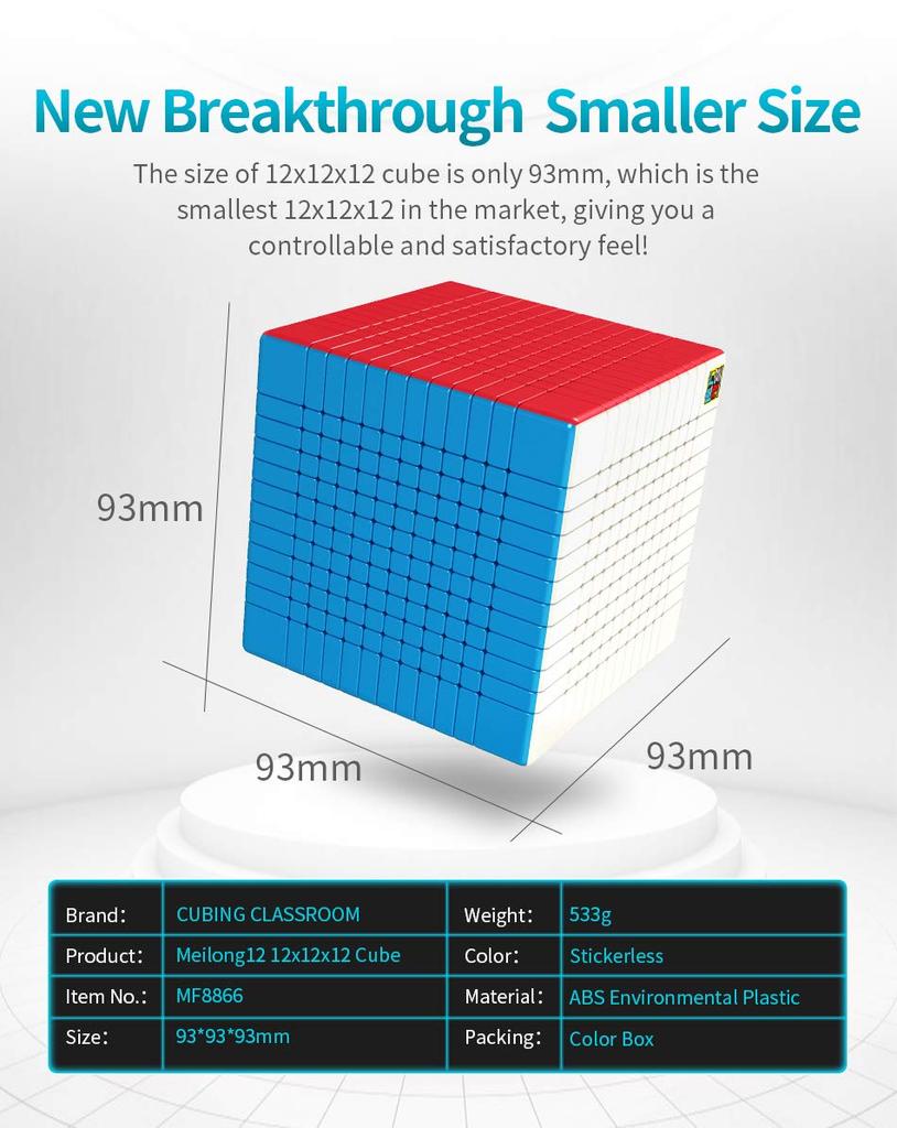 Bucubke Moyu Meilong 12x12 Stickerless Magic Cube Classroom Puzzle Magic Cube MoFang JiaoShi Authentic 93mm MFJS MEILONG 12x12x12 Puzzle Cube Toy