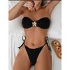 Strapless Bikini Set Women Sexy Swimsuit Two-Piece Floral Decoration Backless Female Swimwear Bathing Fashion Beachwear