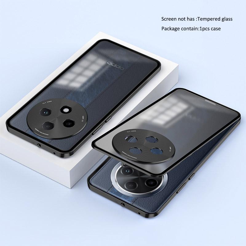 Elastic Snap Magnetic Metal Bumper Frame Case for Oppo A3 Pro / K12 Clear Frosted PC Lens Protector Back Cover