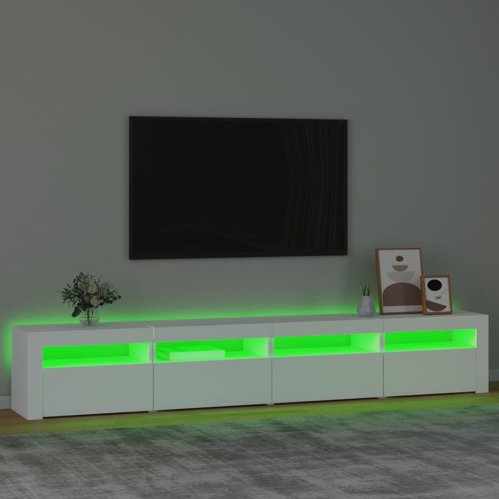 Vidaxl TV Cabinet with LED Lighting, White, 240X35X40 Cm