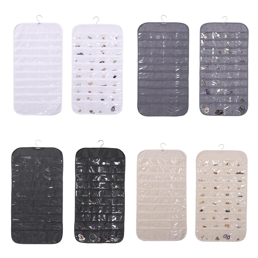 Hanging Jewelry Storage Bag Double-sided 80-pocket Jewelry Chain Storage Bag Non-woven Fabric Jewelry Storage Rack
