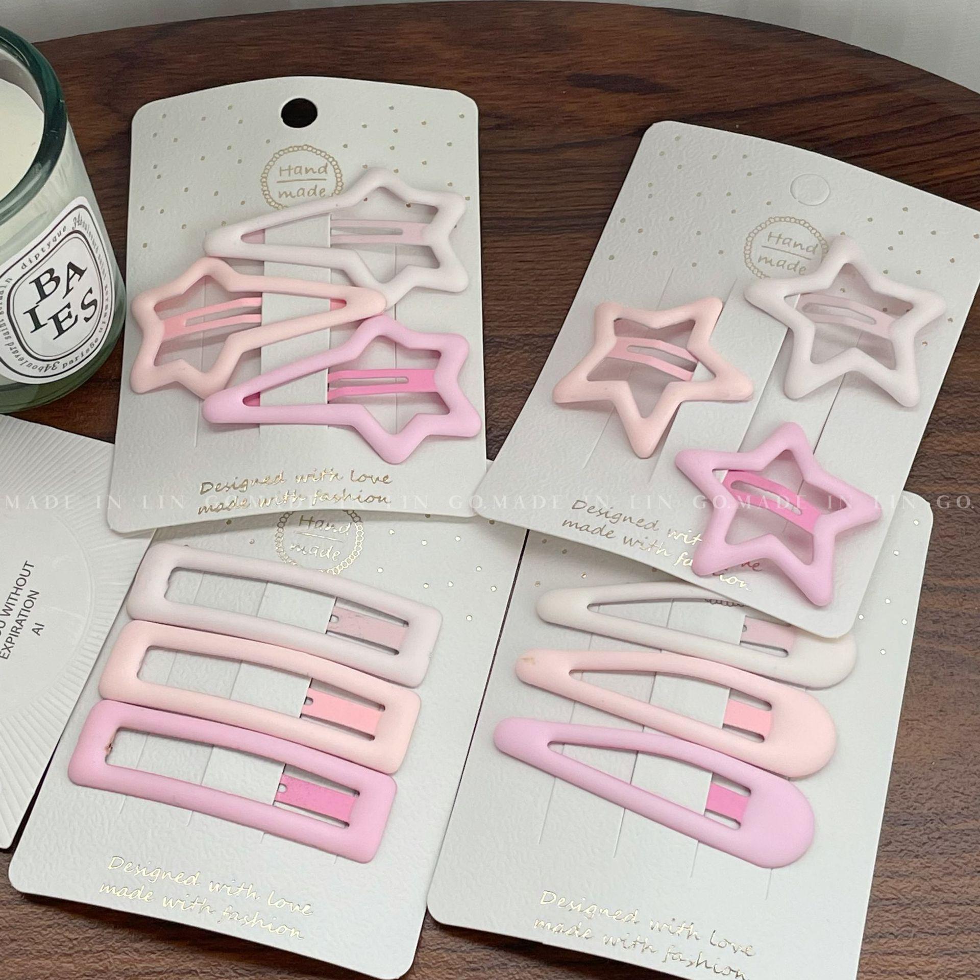

Pink Star Hair Clips for Kids - Baby BB Bangs & Side Fringe Clips