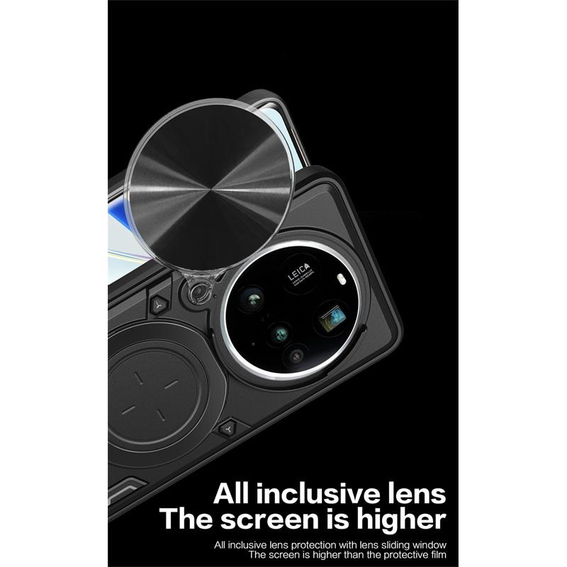 Push Window Magnetic Ring Kickstand Armor Shockproof Case For Xiaomi 15 Ultra Alloy Holder Stand PC Slide Lens Camera Cover For Mi 14 Pro 13 15 Ultra