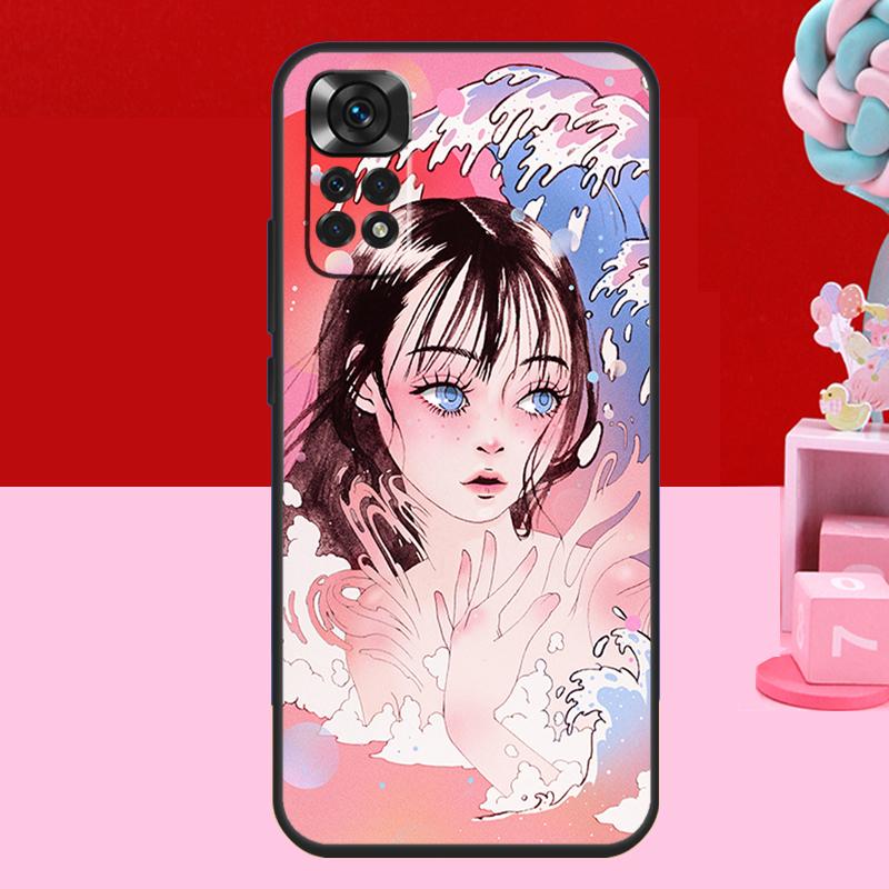 Cartoon Girl Aesthetic Case For Xiaomi Redmi Note 14 13 12 10 11 15 Pro Plus Redmi 15 C 10C 12C 13C 14C Soft Cover