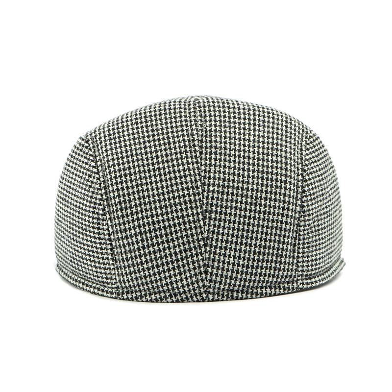 Jesień Zima Męski Kapelusz Średniego Wieku i Starszy Retro Kapelusz z Daszkiem Brytyjski Beret Mała Pepitka Bawełniany Kapelusz