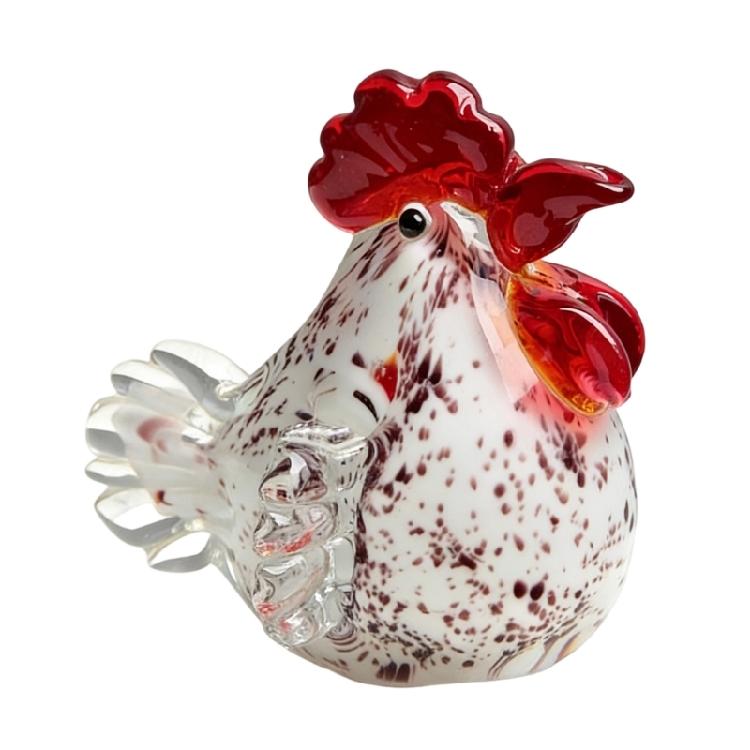 Figure di Gallo Seduto Galline in Vetro Soffiato Statua Sculture di Animali Figura Decorativa da Collezione Arredamento per la Casa