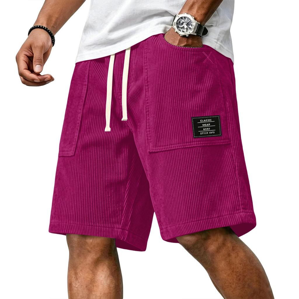 Men's Casual Corduroy Drawstring Shorts Relaxed Fit Lightweight Breathable Fabric Comfortable Waistband Suitable for Daily Wear
