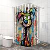 Süßer Bunter Hund Duschvorhang Abstrakte Gemalte Hunde Kunst Graffiti Stil Haustierliebhaber Dekor Wasserdichtes Gewebe Duschvorhang Set Zuhause