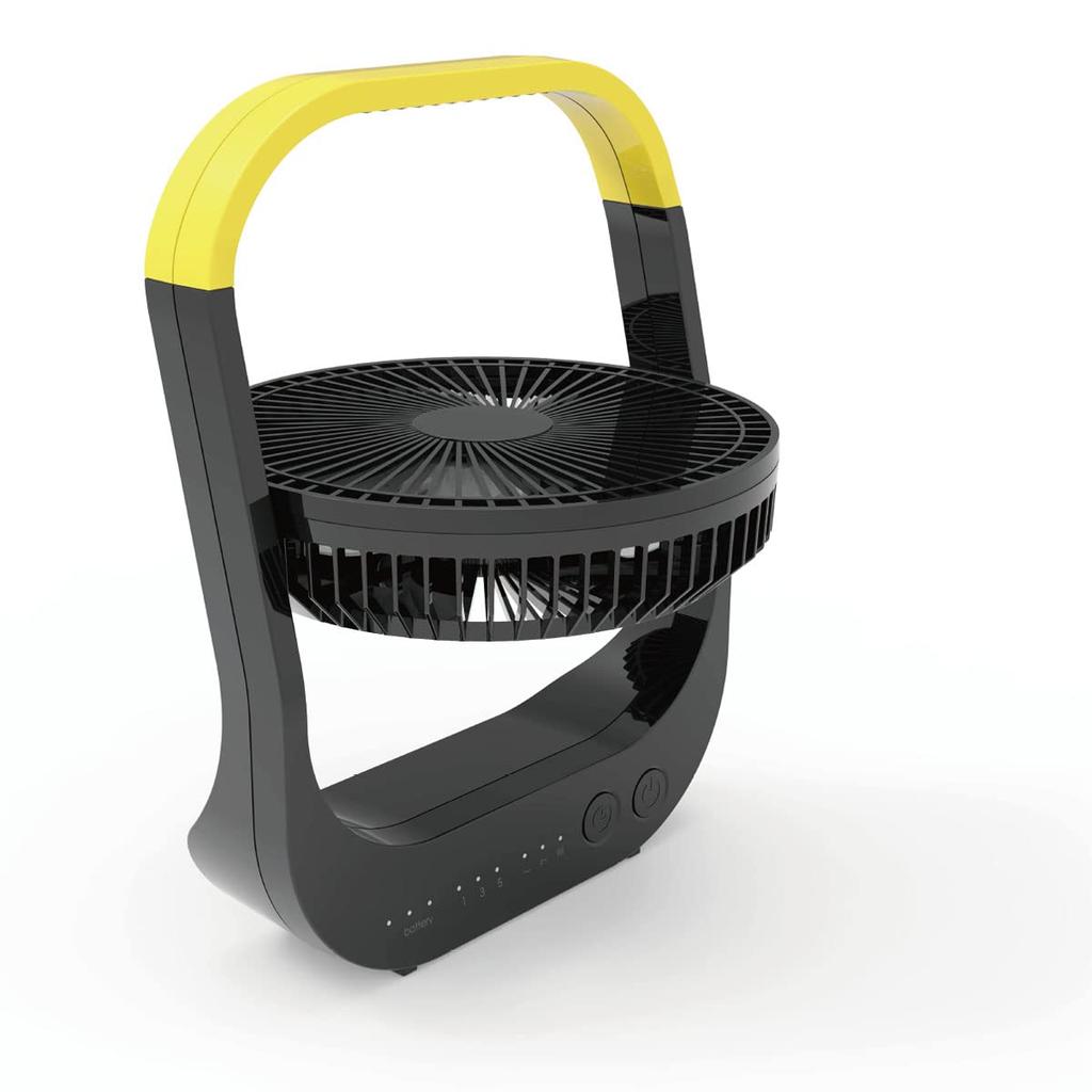 Topland Desktop Fan FAN Home DC Power Supply Powerful 4 Airflow Adjustable Black [Dokodemo & Outdoor] Motor, Cordless, 3-Way (AC/USB/Rechargeable),