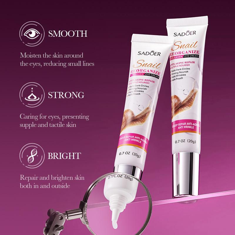 Snail Eye Cream 20g SADOER Collagen Improves Dark Circles and Eye Lines