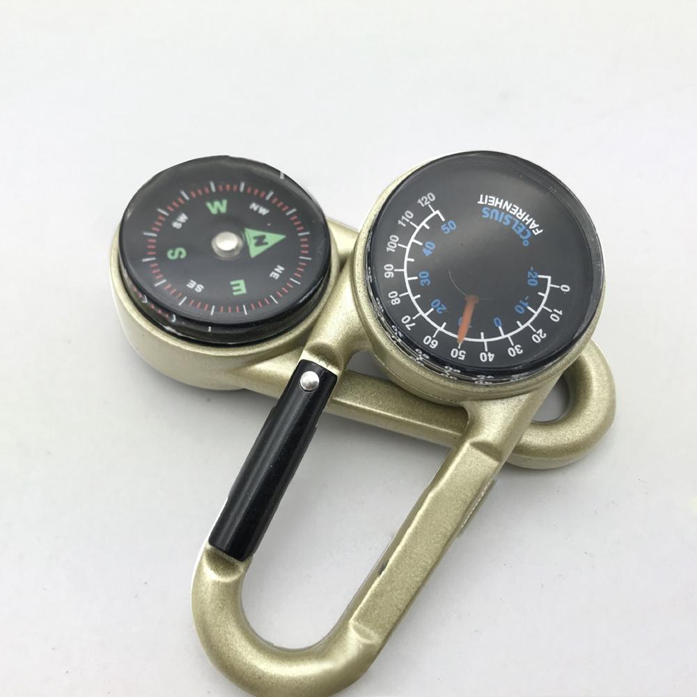Outdoor Multifunctional Mini Mountain Climbing Buckle Carabiner with Thermometer Compass