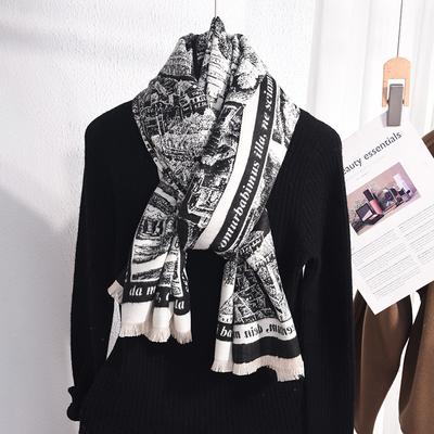 Herbst und Winter Cross-Level Modearena bedruckter Schal Damen Design Sinn Nische Süß Kühl Retro Schal