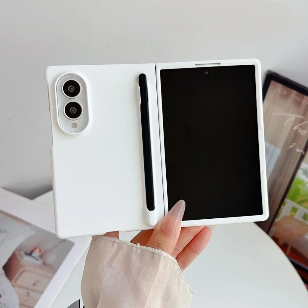 Shockproof Hard PC Pen Slot Phone Case with Stylus For Samsung Galaxy Z Fold 8 7 6 5 4 Fold8 Ultra Matte Candy Color Cover