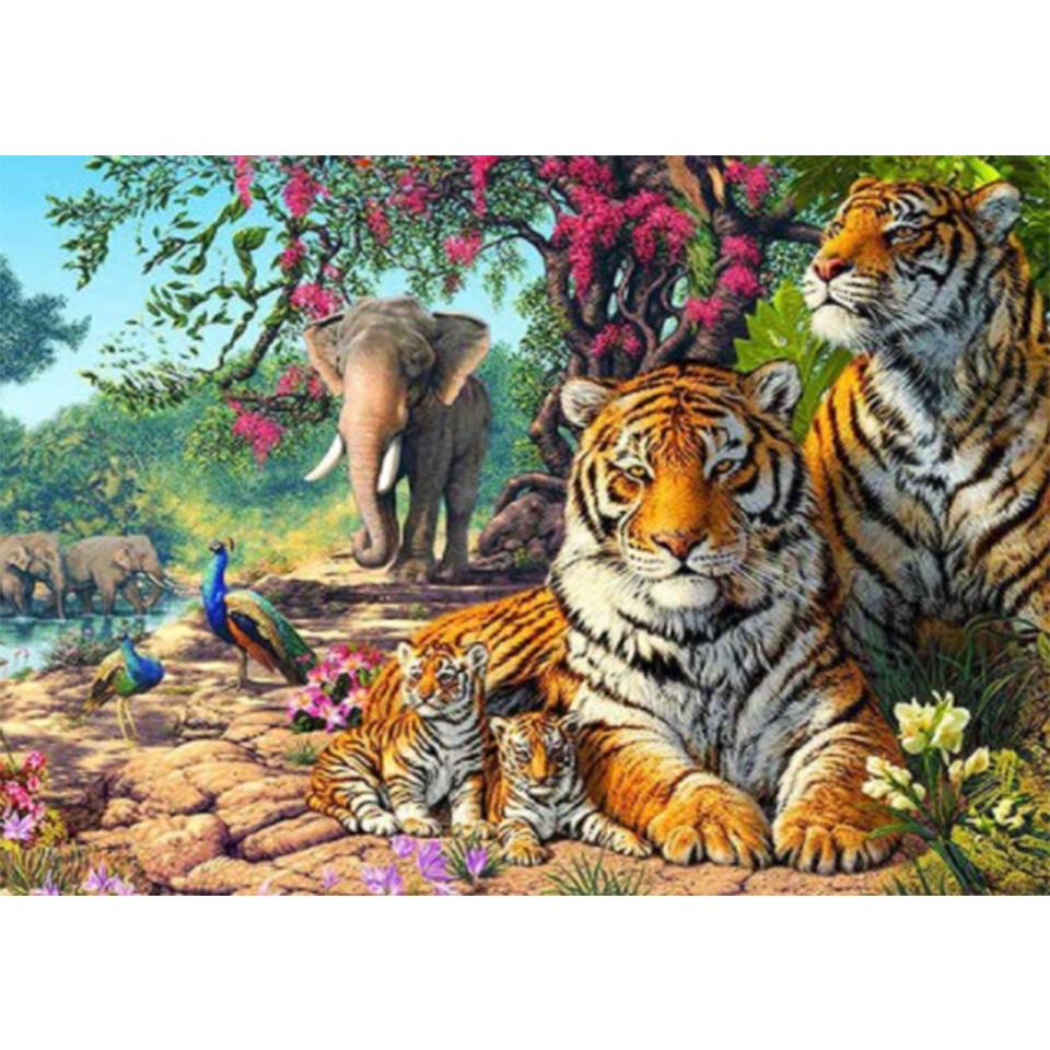 5D DIY алмазная живопись с животными, стразами, тигром, художественная картина, полная Алмазная вышивка, мозаика, набор для вышивки крестом, домашний декор, подарок