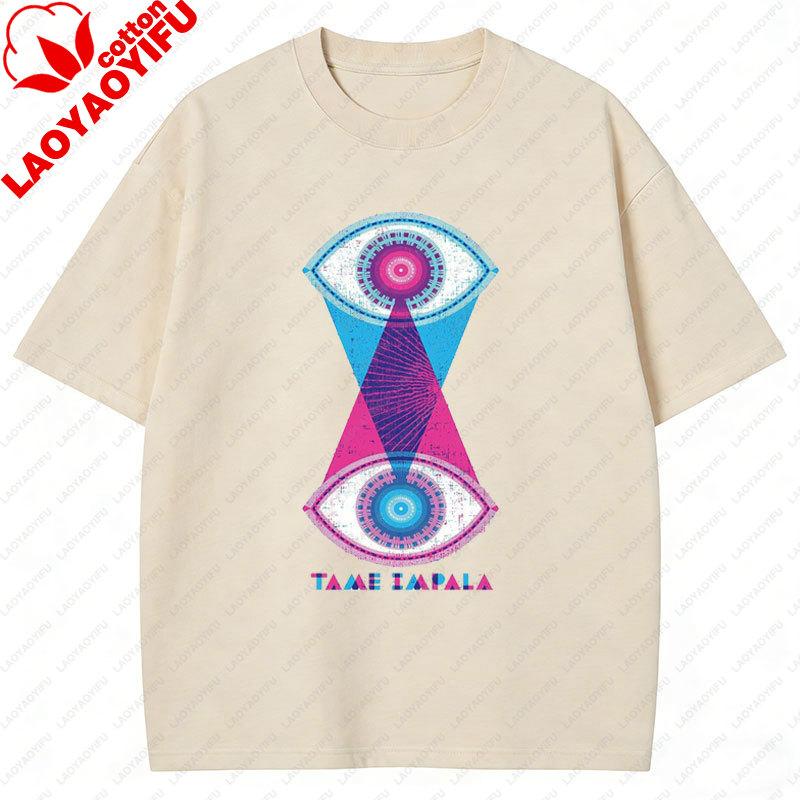 Vintage Tame Impala Graphic Tshirts Unisexs Clothing Pop Rock Band Print Tshirt Short Sleeved 2 Side Camisetas Fashion Retro Tee