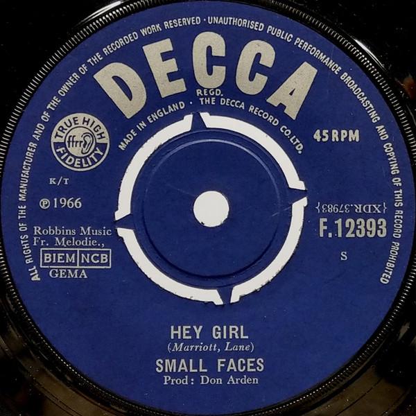 

7inch Record SMALL FACES - Hey Girl / Almost Grown F12393 Decca 1966 UK Rock Used